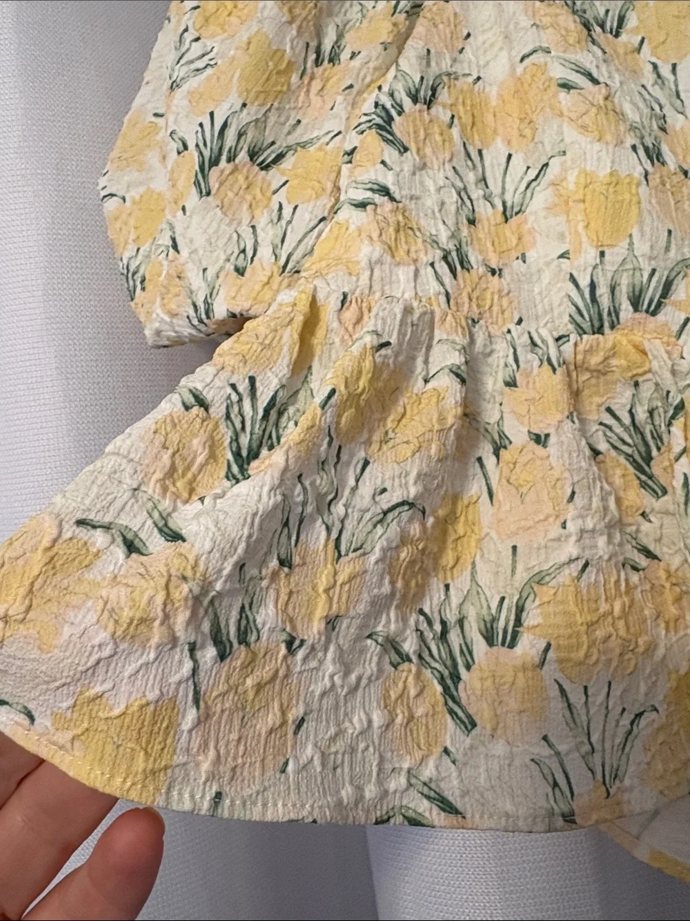 English Factory Puff Sleeve Peplum Floral Top